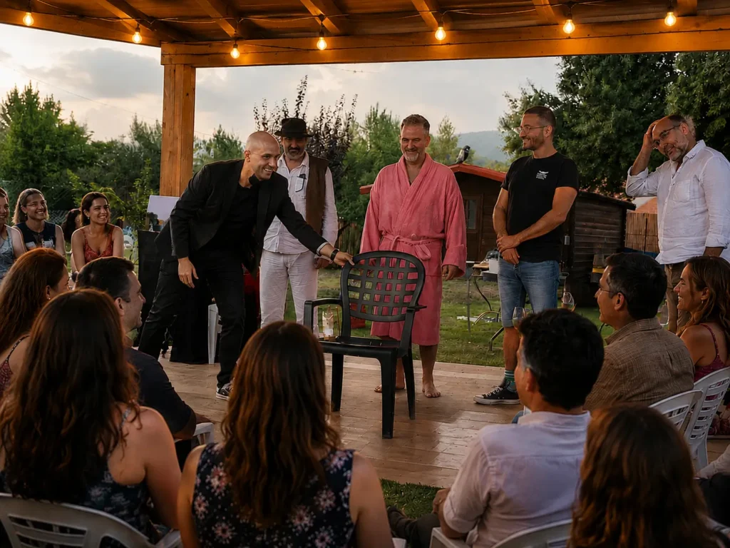Magia de salón para aniversarios con público participando en un espectáculo interactivo